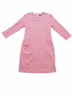 J. McLaughlin Pink White Print Long Sleeve Dress Size Medium